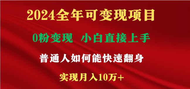 （9045期）2024全年可变现项目，一天收益至少2000+，小白上手快，普通人就要利用互…-七安资源网