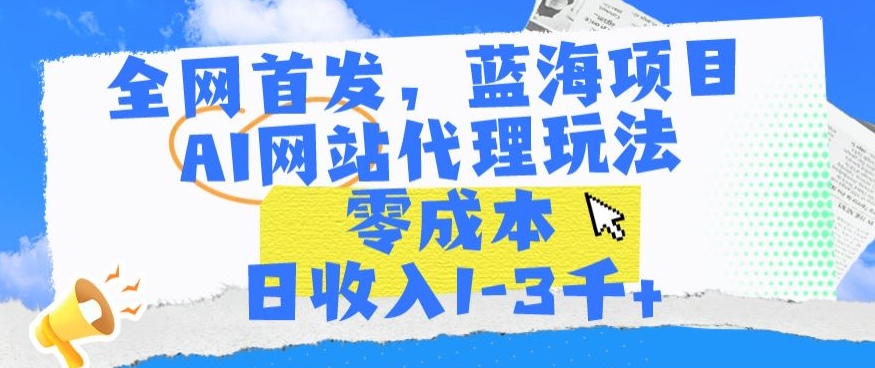 全网首发，蓝海项目，AI网站代理玩法，零成本日收入1-3千+-七安资源网