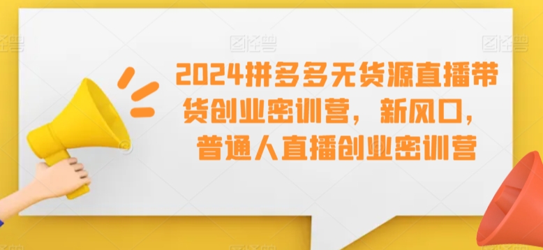 2024拼多多无货源直播带货创业密训营，新风口，普通人直播创业密训营-七安资源网