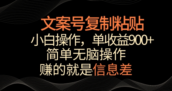 文案号掘金，简单复制粘贴，小白操作，单作品收益900+-七安资源网