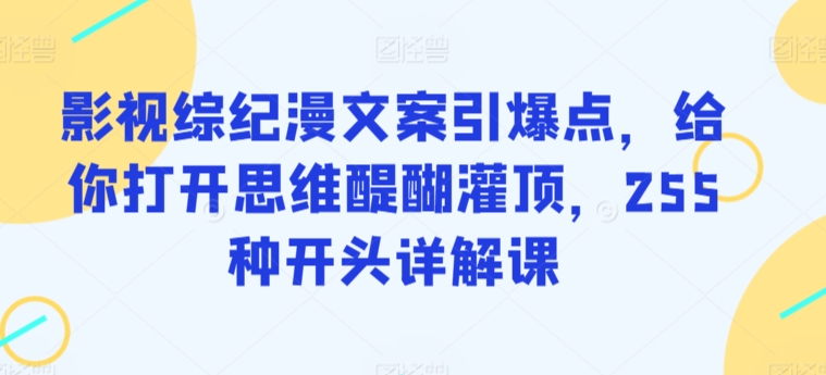 影视综纪漫文案引爆点，给你打开思维醍醐灌顶，255种开头详解课-七安资源网