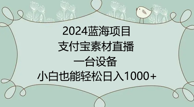 2024年蓝海项目，支付宝素材直播，无需出境，小白也能日入1000+ ，实操教程-七安资源网