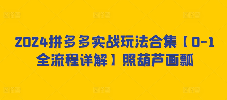 2024拼多多实战玩法合集【0-1全流程详解】照葫芦画瓢-七安资源网