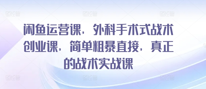 闲鱼运营课，外科手术式战术创业课，简单粗暴直接，真正的战术实战课-七安资源网