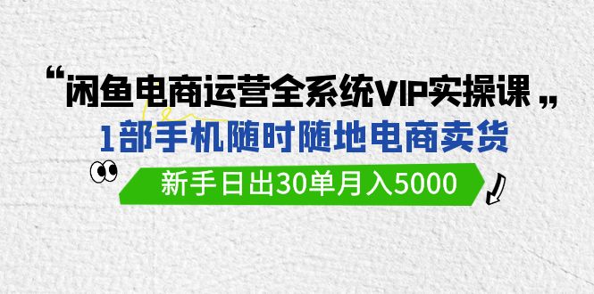 （9547期）闲鱼电商运营全系统VIP实战课，1部手机随时随地卖货，新手日出30单月入5000-七安资源网