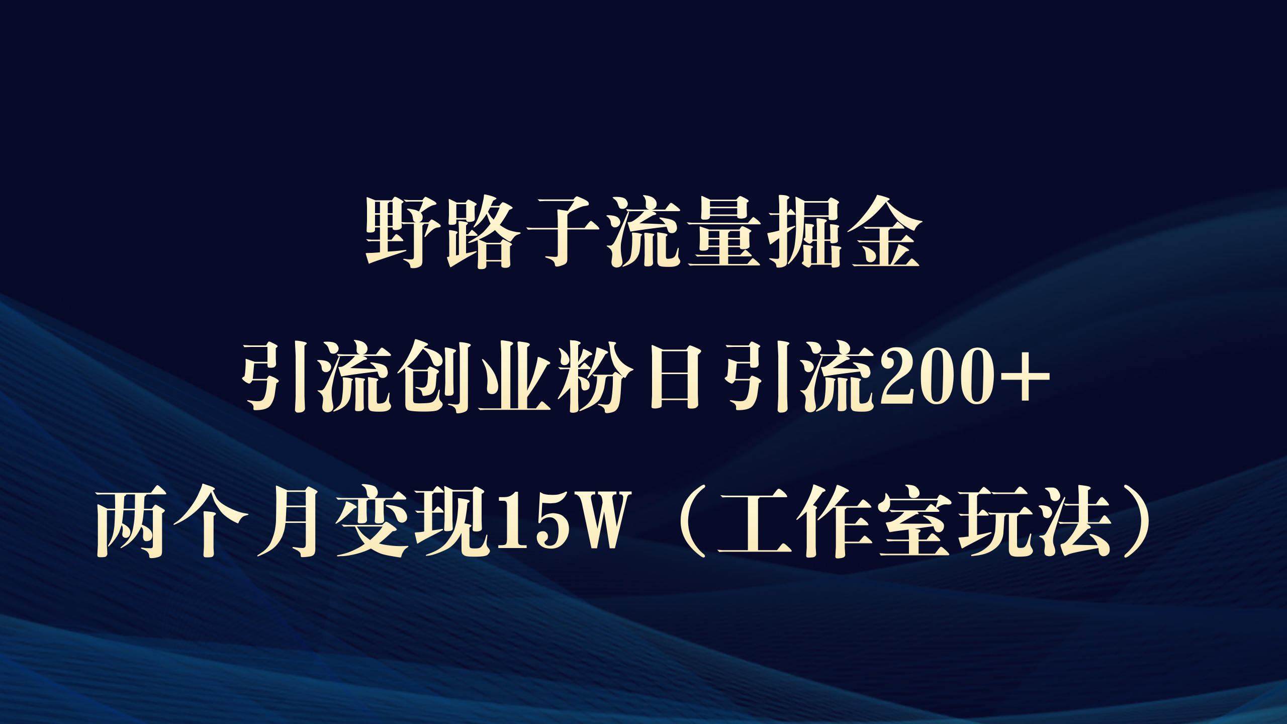 （9513期）野路子流量掘金，引流创业粉日引流200+，两个月变现15W（工作室玩法））-七安资源网