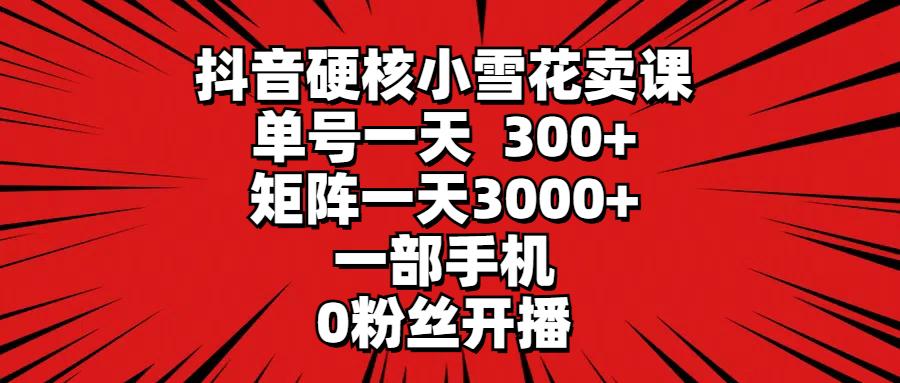 （9551期）抖音硬核小雪花卖课，单号一天300+，矩阵一天3000+，一部手机0粉丝开播-七安资源网