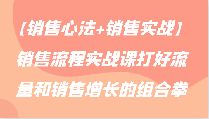 【销售心法+销售实战】销售流程实战课打好流量和销售增长的组合拳-七安资源网