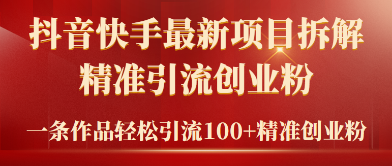 （9447期）2024年抖音快手最新项目拆解视频引流创业粉，一天轻松引流精准创业粉100+-七安资源网