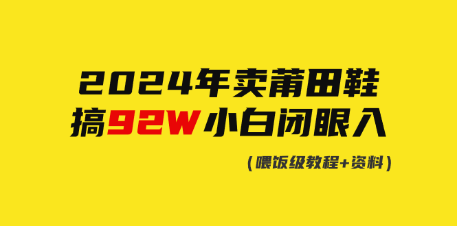 （9329期）2024年卖莆田鞋，搞了92W，小白闭眼操作！-七安资源网