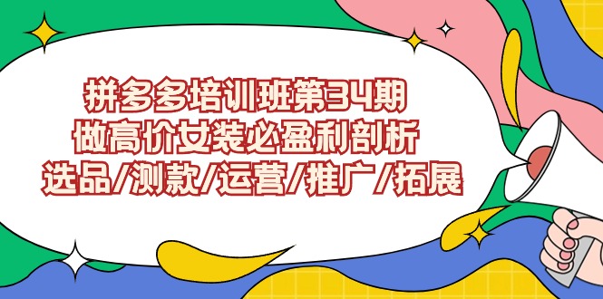 （9333期）拼多多培训班第34期：做高价女装必盈利剖析  选品/测款/运营/推广/拓展-七安资源网