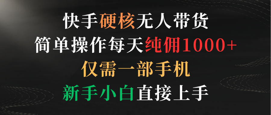 （9475期）快手硬核无人带货，简单操作每天纯佣1000+,仅需一部手机，新手小白直接上手-七安资源网