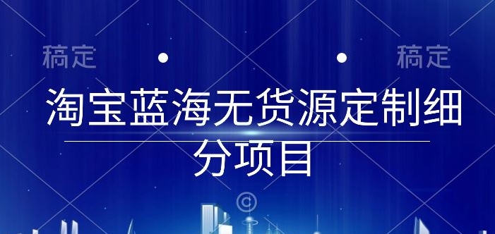 淘宝蓝海无货源定制细分项目，从0到起店实操全流程-七安资源网