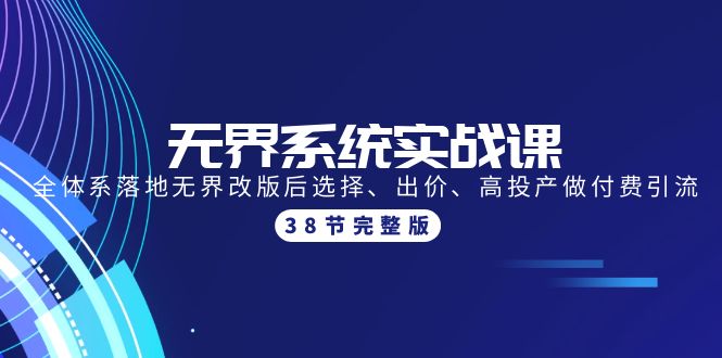 （9992期）无界系统实战课：全体系落地无界改版后选择、出价、高投产做付费引流-38节-七安资源网