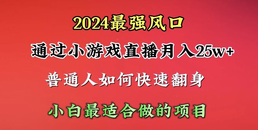 （10020期）2024年最强风口，通过小游戏直播月入25w+单日收益5000+小白最适合做的项目-七安资源网