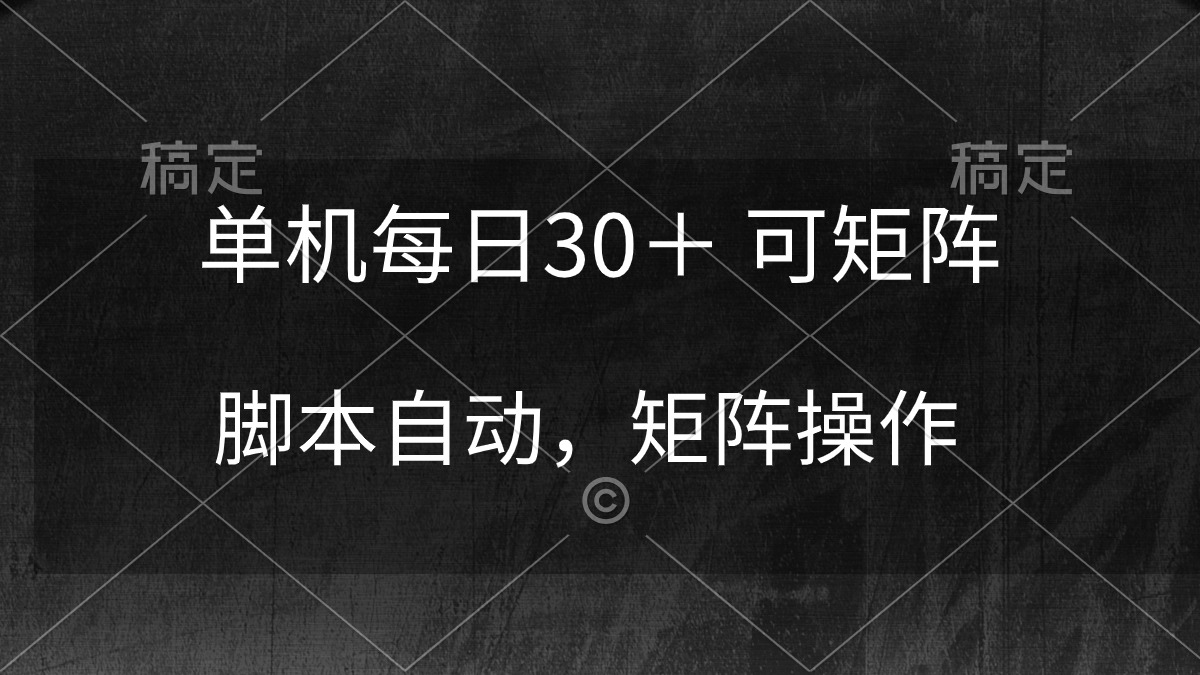 （10100期）单机每日30＋ 可矩阵，脚本自动 稳定躺赚-七安资源网