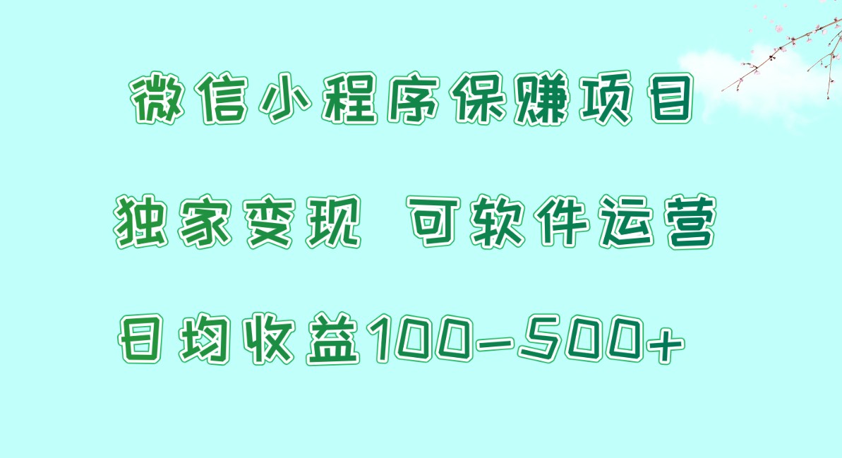 微信小程序保赚项目，日均收益100~500+，独家变现，可软件运营-七安资源网