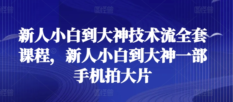 新人小白到大神技术流全套课程，新人小白到大神一部手机拍大片-七安资源网