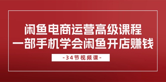 （10686期）闲鱼电商运营高级课程，一部手机学会闲鱼开店赚钱（34节课）-七安资源网