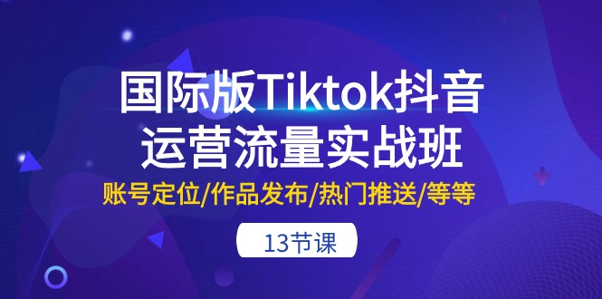 （10712期）国际版Tiktok抖音运营流量实战班：账号定位/作品发布/热门推送/等等-13节-七安资源网