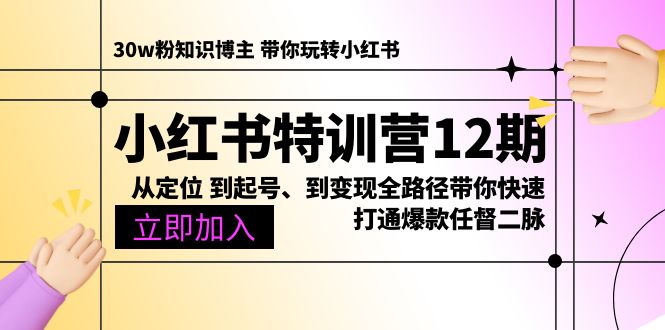 （10666期）小红书特训营12期：从定位 到起号、到变现全路径带你快速打通爆款任督二脉-七安资源网