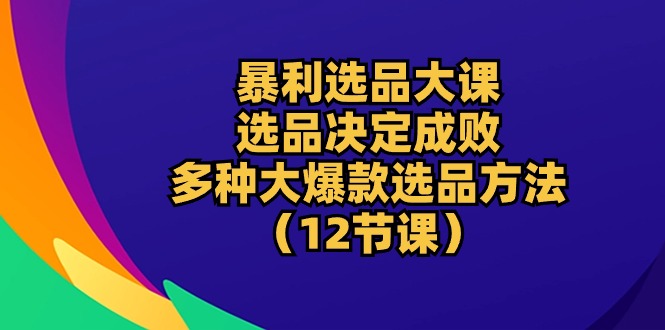 （10521期）暴利 选品大课：选品决定成败，教你多种大爆款选品方法（12节课）-七安资源网