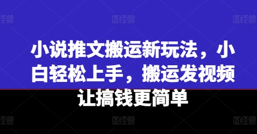 小说推文搬运新玩法，小白轻松上手，搬运发视频让搞钱更简单-七安资源网