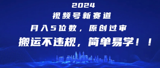 2024视频号新赛道，月入5位数+，原创过审，搬运不违规，简单易学-七安资源网