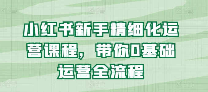 小红书新手精细化运营课程，带你0基础运营全流程-七安资源网