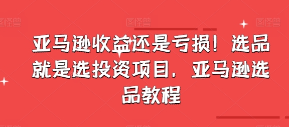 亚马逊收益还是亏损！选品就是选投资项目，亚马逊选品教程-七安资源网