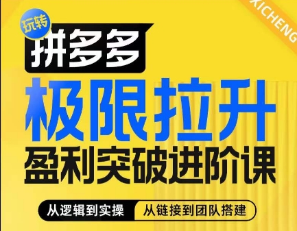 拼多多极限拉升盈利突破进阶课，​从算法到玩法，从玩法到团队搭建，体系化系统性帮助商家实现利润提升-七安资源网