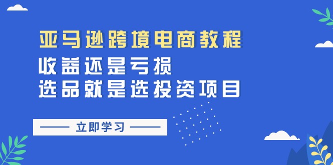 （11432期）亚马逊跨境电商教程：收益还是亏损！选品就是选投资项目-七安资源网