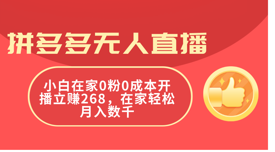 （11521期）拼多多无人直播，小白在家0粉0成本开播立赚268，在家轻松月入数千-七安资源网