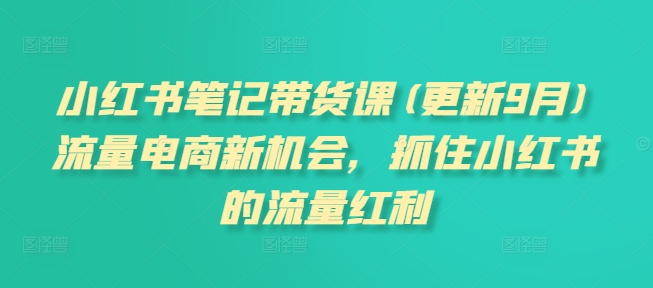 小红书笔记带货课(更新10月)流量电商新机会，抓住小红书的流量红利-七安资源网