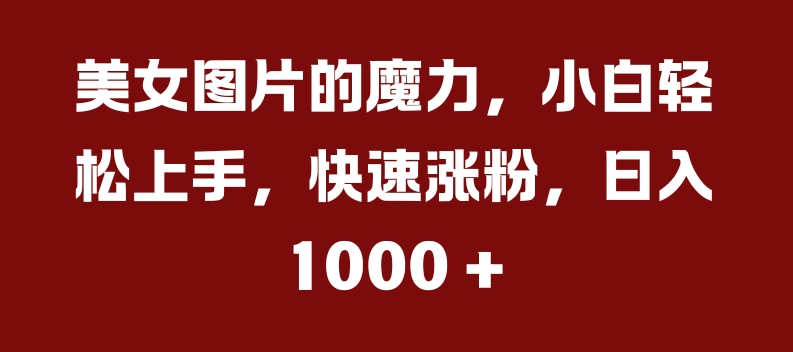 美女图片的魔力，小白轻松上手，快速涨粉，日入几张-七安资源网