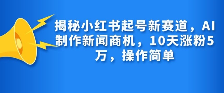 揭秘小红书起号新赛道，AI制作新闻商机，10天涨粉1万，操作简单-七安资源网