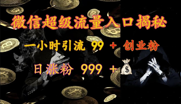 微信超级流量入口揭秘：一小时引流 99 + 创业粉，日涨粉 999 +-七安资源网