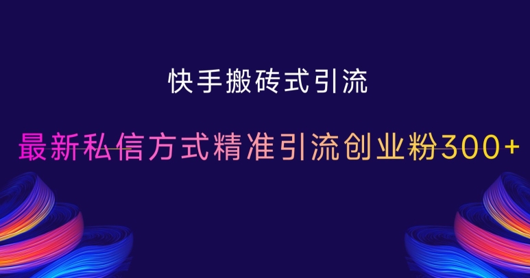 快手搬砖式引流，最新私信方式精准引流创业粉300+-七安资源网