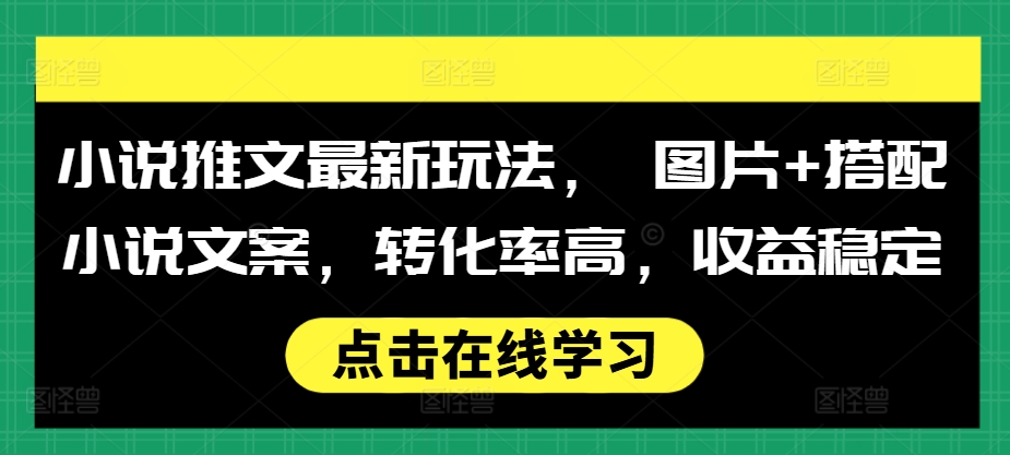 小说推文最新玩法， 图片+搭配小说文案，转化率高，收益稳定-七安资源网