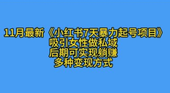 K总部落11月最新小红书7天暴力起号项目，吸引女性做私域-七安资源网