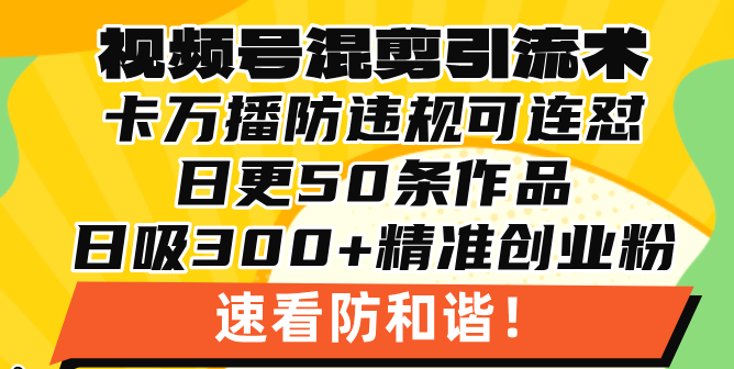 （13400期）视频号混剪引流技术，500万播放引流17000创业粉，操作简单当天学会-七安资源网