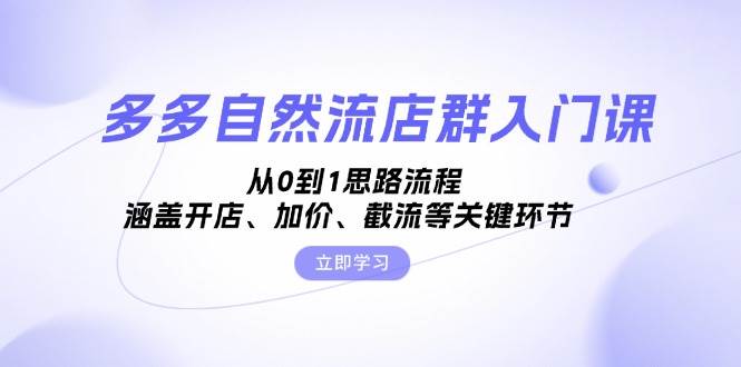 多多自然流店群入门课，从0到1思路流程，涵盖开店、加价、截流等关键环节-七安资源网