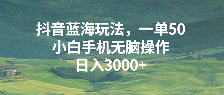 （13353期）抖音蓝海玩法，一单50，小白手机无脑操作，日入3000+-七安资源网