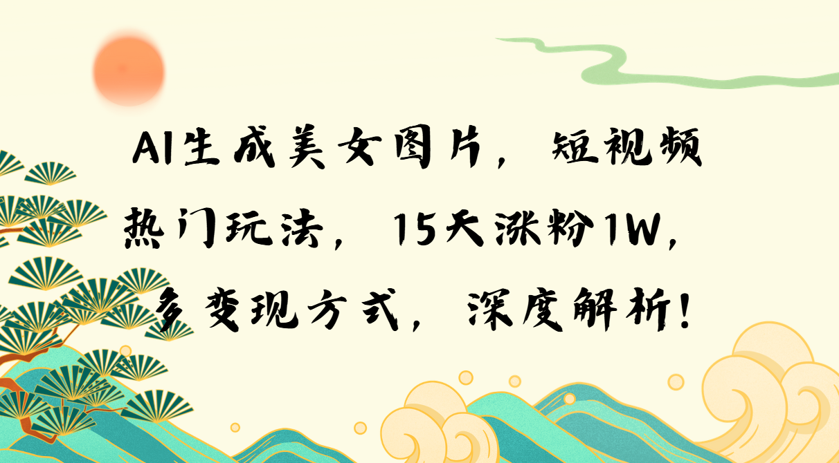 （13581期）AI生成美女图片，短视频热门玩法，15天涨粉1W，多变现方式，深度解析!-七安资源网