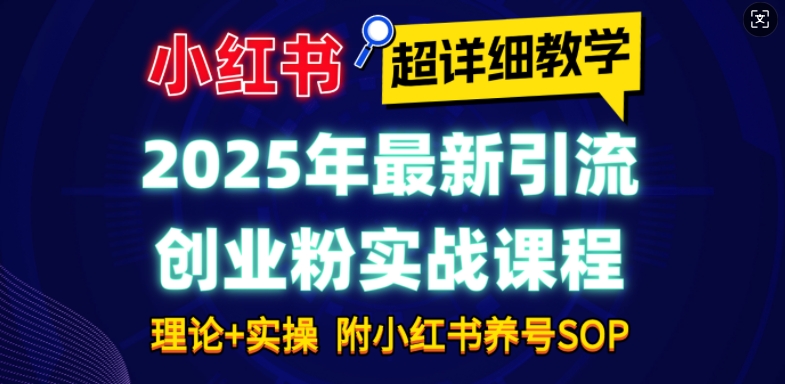 2025年最新小红书引流创业粉实战课程【超详细教学】小白轻松上手，月入1W+，附小红书养号SOP-七安资源网